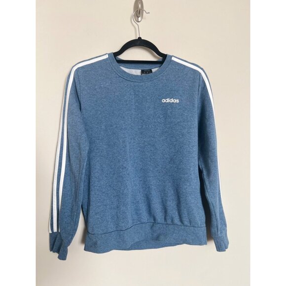 Adidas Light Blue Striped Sleeve Sweatshirt - Size Medium - Picture 2 of 6